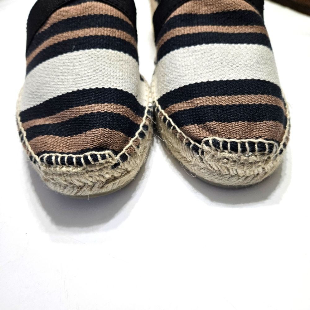 Striped Espadrille Wedge Sandals - Black, Tan & Cream - Picture 5 of 6